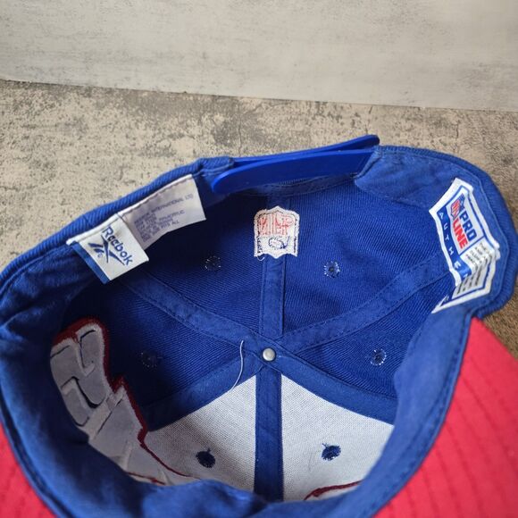 Vintage 90s Reebok New York Giants Snapback Hat Cap NFL Pro Line Wool Blue Red - Picture 5 of 7